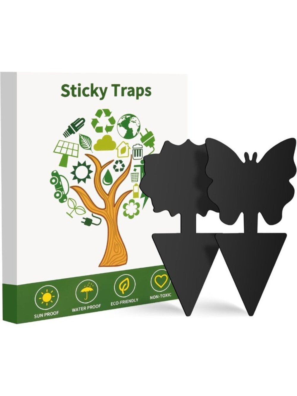 100 Pack Sticky Fruit Fly & Gnat Traps - Indoor/Outdoor Plant Protection